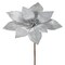 24" Silver Metallic Mirror Fabric Poinsettia Flower – Stylish Christmas Floral Decoration